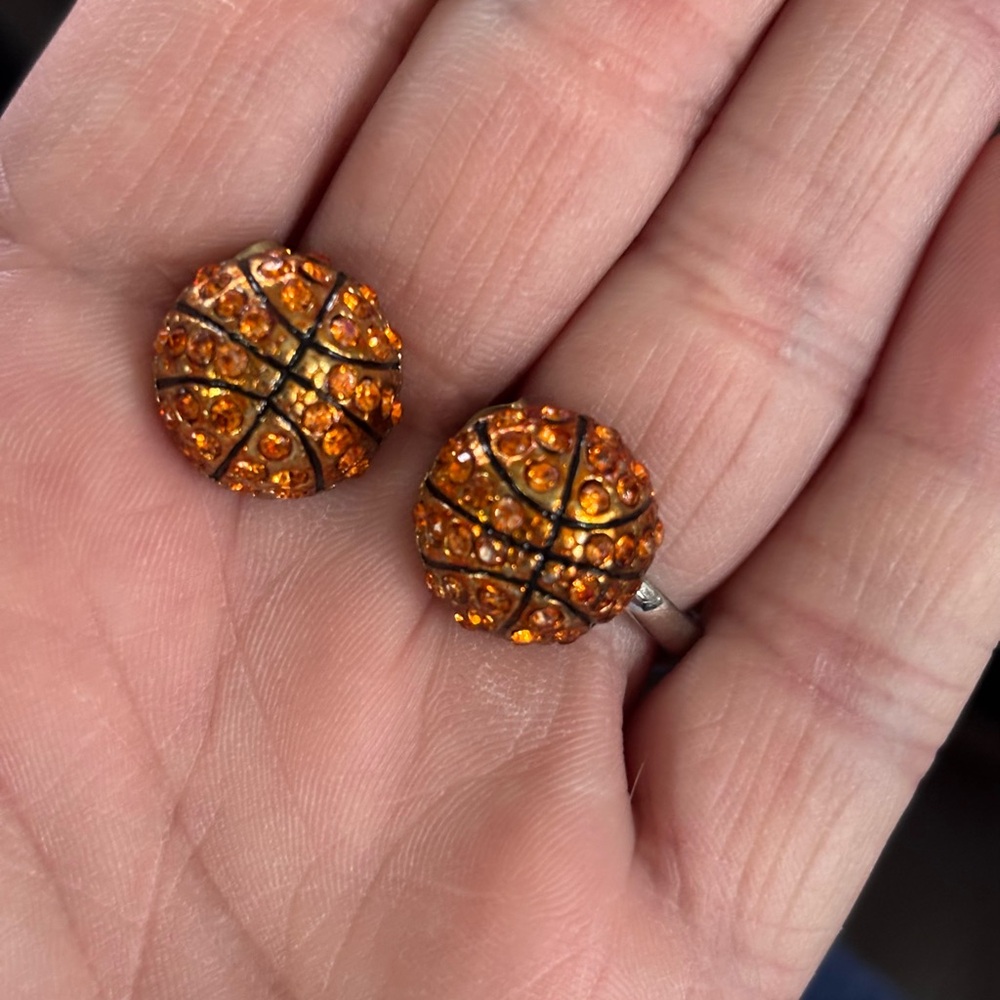Basketball Rhinestone Earrings - Picture 2 of 5